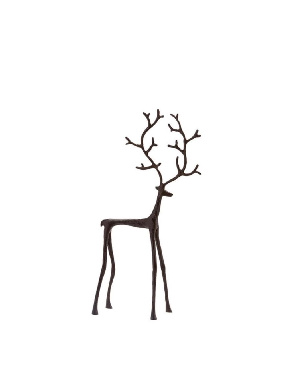 SET OF 2 Pottery Barn Bronze Sculpted Reindeer Deer SMALL & MEDIUM Holiday NEW - Picture 4 of 6